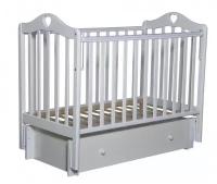 Детская кроватка для новорожденных Антел Каролина 4/6 с универсальным маятником (поперечный/продольный), ящиком, съемной стенкой, цвет белый