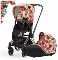 Универсальная коляска Cybex Priam IV 2 в 1, FE Spring Blossom Light/rose gold, цвет шасси: золотистый