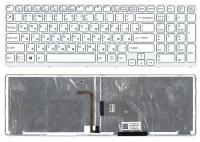 Клавиатура для ноутбука Sony Vaio SVE17 белая рамка с подсветкой