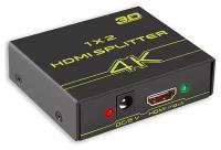 Разветвитель HDMI v1.4, 1 на 2 выхода, 4Kx2K 30Hz / 1080p 60Hz / 3D, HDCP 1.4 (77v102A)