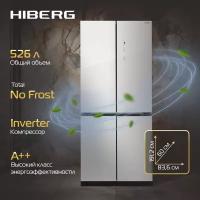 Холодильник HIBERG RFQ-600DX NFGW, Cross Door, Total No Frost, инвертор, 526 л объем, белое мерцающее стекло