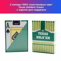 Пластиковые карты для игры в покер Texas Holdem зеленые с картой для подрезки