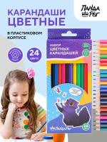 Карандаши цветные 24 цвет CREATIVE CATS пластиковые шестигранные, PANDACORN