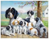 Репродукция на холсте Собака и щенки (Dog and Puppy) №3 Мегари Эдвин 39см. x 30см