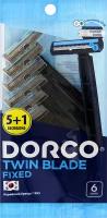 Dorco TG708 (5 станков + 1 в подарок!), 2-лезв. станок, фикс. головка, увл. полоска, закрыт. архитектура, пластик. ручка 9 см