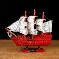Корабль сувенирный малый "Вингилот", борта красное дерево, паруса белые, 4x20x20 см