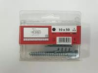 Шуруп по дереву, шестигранная голова с фланцем SW 13 DIN 571 10x50 (2 pcs) + Дюбель (в 1 уп-6 пач.) SWG, Германия