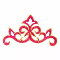 Вышитая аппликация "Орнамент" для танцевальных костюмов, национальной одежды, обуви и головных уборов, упак.2 шт, размер: 5,5*9.5 см, цвет: розовая