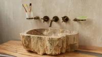 Каменная раковина для ванной Sheerdecor Hector 00790211156 из бежевого натурального окаменелого дерева