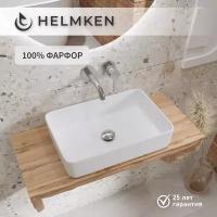 Накладная раковина в ванную Helmken 48750000: умывальник прямоугольный из фарфора 50 см, белый цвет, гарантия 25 лет