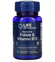 Life Extension BioActive Folate & Vitamin B12 90 вегетарианских капсул