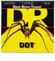 DR DDT7-10 - струны для 7-струнной электрогитары, Калибр: 10-56, Серия: DDT, Обмотка: никелированая сталь, Покрытие: нет