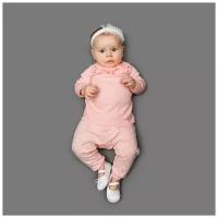 Блуза ЁМАЁ, для девочек, хлопок, без застежки, длинный рукав, размер 74 (48), розовый