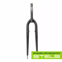 Вилка для велосипеда STELS 28" 1" жесткая резьбовая, V-brake, стальная черная, шток 164мм NEW (item:020)