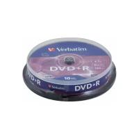 Диски DVD+R (плюс) VERBATIM 4,7 Gb 16x, комплект 10 шт., Cake Box, 43498