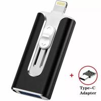 Флешка для iPhone FLASH DRIVE DUAL STORAGE FOR IOS & PC 32 гб черная