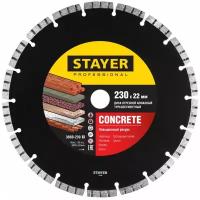 CONCRETE 230 мм, диск алмазный отрезной по бетону, кирпичу, плитке, STAYER Professional 3660-230_z02