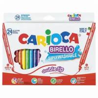 Фломастеры двухсторонние Carioca "Birello", 24 цвета, суперсмываемые (41521)