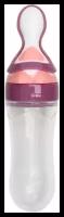Бутылочка для кормления, силиконовая, с ложкой, 90 мл, цвет фиолетовый 4780647