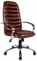 Компьютерное кресло Евростиль Зорба Хром M-PP для руководителя, обивка: натуральная кожа, цвет: коричневый