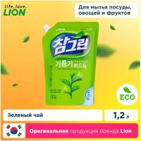 LION Жидкость для мытья посуды Chamgreen Зелёный чай сменный блок, 1.15 л, 1.2 кг