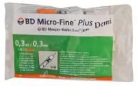 Шприц инсулиновый BD Micro-Fine Plus Demi, 0,3 мл, U-100, 30G, 10 штук, медицинский