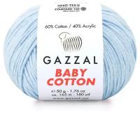 Пряжа Gazzal Baby Cotton (Газзал Беби Коттон) - 1 моток Небесный (3429) 60% хлопок, 40% акрил 165м/50г