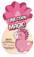 Палетка для макияжа Unicorn magic, румяна, хайлайтер и тени для век, 4 оттенка