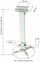 Кронштейн для проектора потолочный CLASSIC SOLUTION CS-PRS-2, 3 степени свободы, высота 43-65 см, 20 кг, белый
