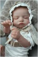 Мягконабивная кукла Реборн (Reborn Dolls) - Девочка в белом боди и шапочке (51 см)