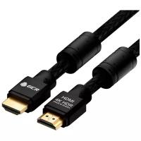 Кабель HDMI 2.0 серия PROF нейлон Ultra HD 4K 3D 18 Гбит/с для Apple TV PS4 Xbox One разъемы 24К GOLD (GCR-HM481), черный, 15.0м