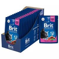 корм для кошек Brit Premium, беззерновой, с курицей, с индейкой (кусочки в желе)