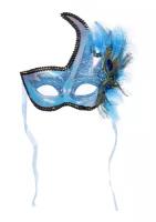 Карнавальная венецианская маска голубая 23 см