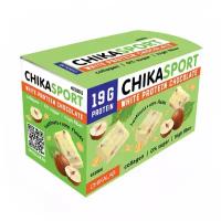 Протеиновый шоколад Chikalab Chika Sport (100 г х 4 штуки), вкус: белый с фундуком и кукурузными чипсами