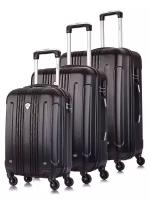 Комплект чемоданов L'case, 3 шт., 104 л, размер S/M/L, черный