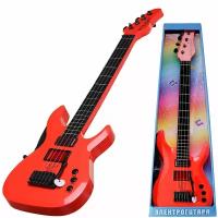 Детская электрическая гитара ABtoys, красная, со звуковыми и световыми эффектами D-00088