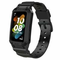 Ремешок с защитным чехлом для Honor Band 6/Huawei Band 6/7 - черный