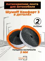 Звукоизоляция автомобиля Комфорт 3 - 15*250мм, уплотнительная самоклеящаяся лента