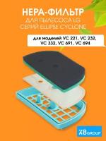 Набор HEPA фильтров для пылесоса LG серий Ellipse Cyclone VC 221, VC 232, VC 332, VK 691, VK 694, VK 703, VK 704, VK 705, VK 706