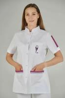 Блузка медицинская женская Сizgimedikal Uniforma с вышивкой, на кнопках, из плотной ткани, Турция