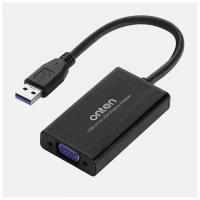 Адаптер переходник с USB 3.0 на VGA (F) Onten OTN-5201 черный