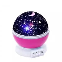 Ночник-проектор вращающийся Звездное небо (розовый)