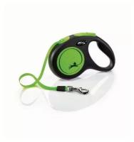 Flexi рулетка-ремень светоотражающая для собак, зеленая, New Neon Tape green 25 кг, 5 м