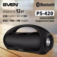 SVEN АС PS-420, черный (12 Вт, Bluetooth, FM, USB, microSD, LED-дисплей, 1800мА*ч) SV-015220