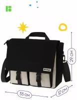 Рюкзак-сумка Berlingo "Square black" 33x29x12см, 1 отделение, 4 кармана, уплотненная спинка (RU09133)
