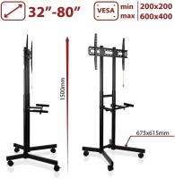 Стойка для телевизора с полкой мобильная Arm media PT-STAND-7 / до 80 дюймов / vesa 600х400 / до 50 кг / регулировка по высоте