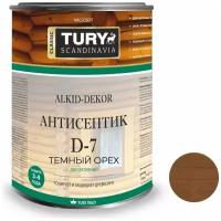 Пропитка для дерева с антисептиком тонирующая TURY D-7 Alkid-Dekor оттенок Тёмный орех, 0.8 л