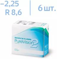 Мягкие контактные линзы Bausch + Lomb Pure Vision2 6pk /Диоптрии -2.25/Радиус 8.6/