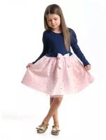 Платье для девочек Mini Maxi, модель 4418, цвет синий/кремовый/розовый (98)