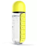 Бутылка для воды с таблетницей Pill Vitamin Water Bottle желтая